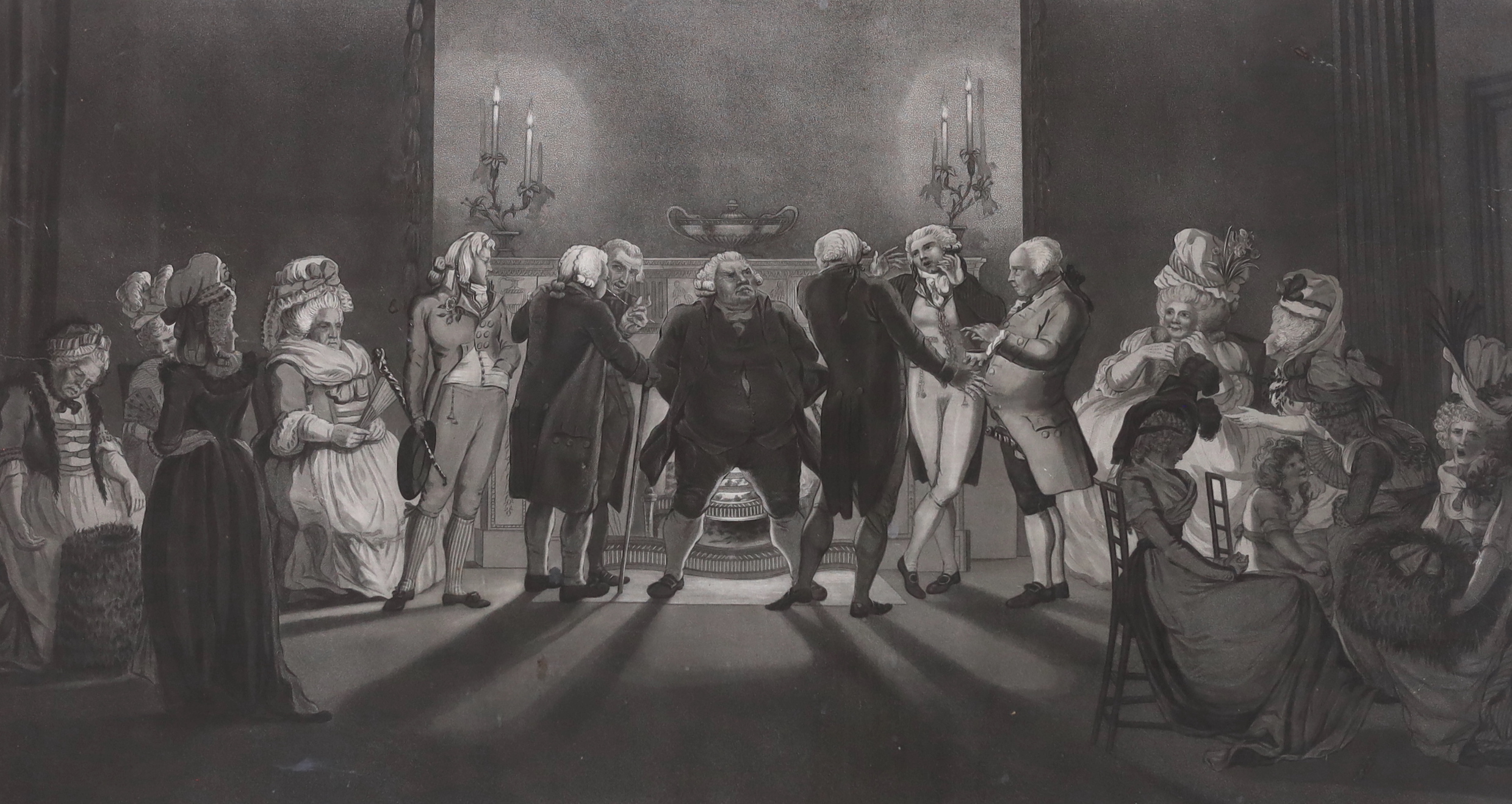 After Catherine Maria Fanshawe (1765-1834), mezzotint, 'Politics', 40 x 71cm